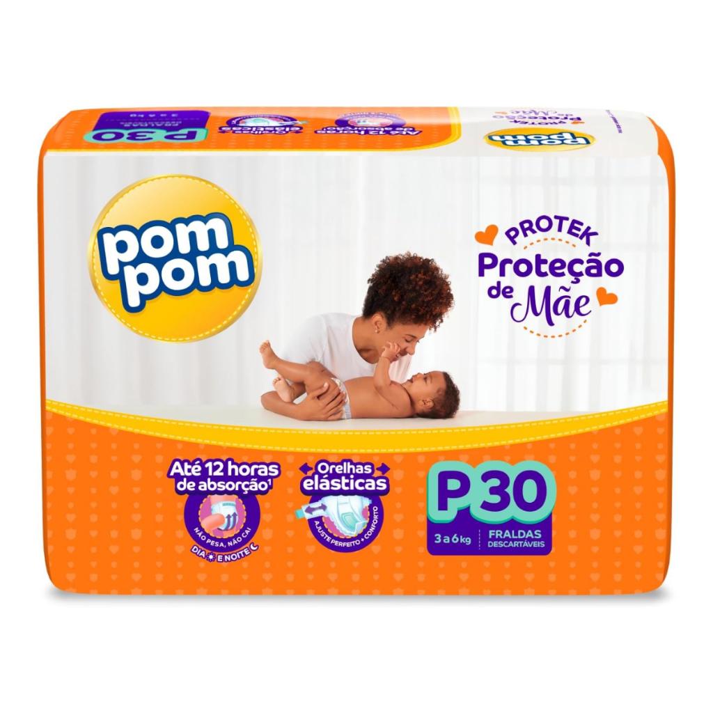 Fralda Pom Pom Derma Protek Jumbo P Com 30 Unidades em Oferta na Shopee