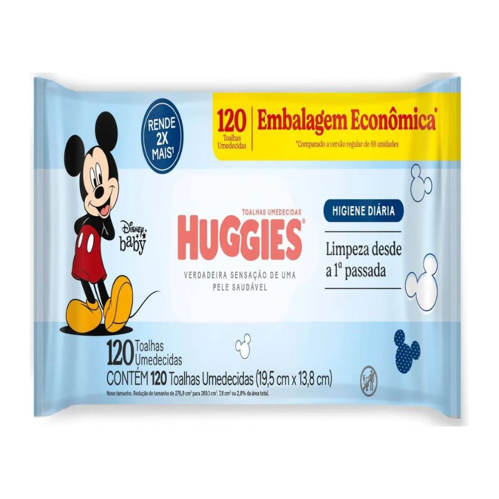 Lenço Umedecido Huggies Baby Higiene Diária 120 Lenços em Oferta na Shopee