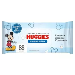 Lenço Umedecido Infantil Huggies Higiene Diária Com 88 Lenços