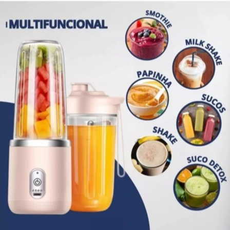 Mini Liquidificador Mixer Processador Portátil Casa Camping Carro Recarregável 2 Copos Bivolt em Oferta na Shopee