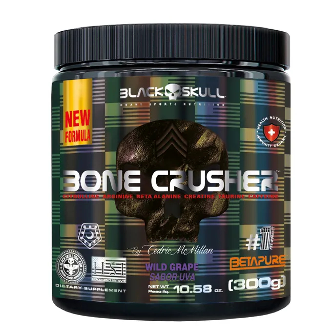 Pré Treino Bone Crusher Black Skull 300g - Nova Fórmula