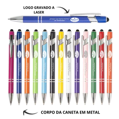 Canetas Metal Touch Kit com 100 unidades PERSONALIZADAS A LASER