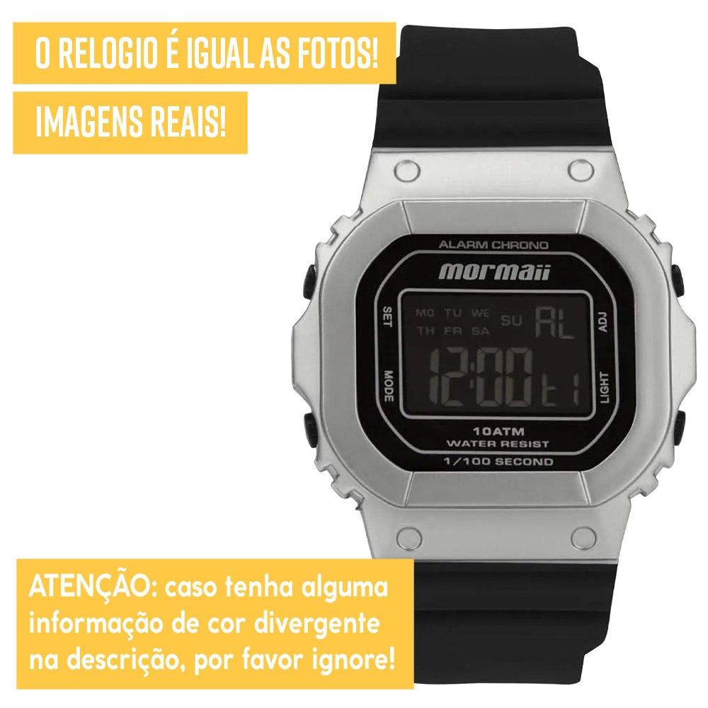 Detalhes do Relógio Masculino Mormaii Digital Original Prova D'água 1 ano de garantia