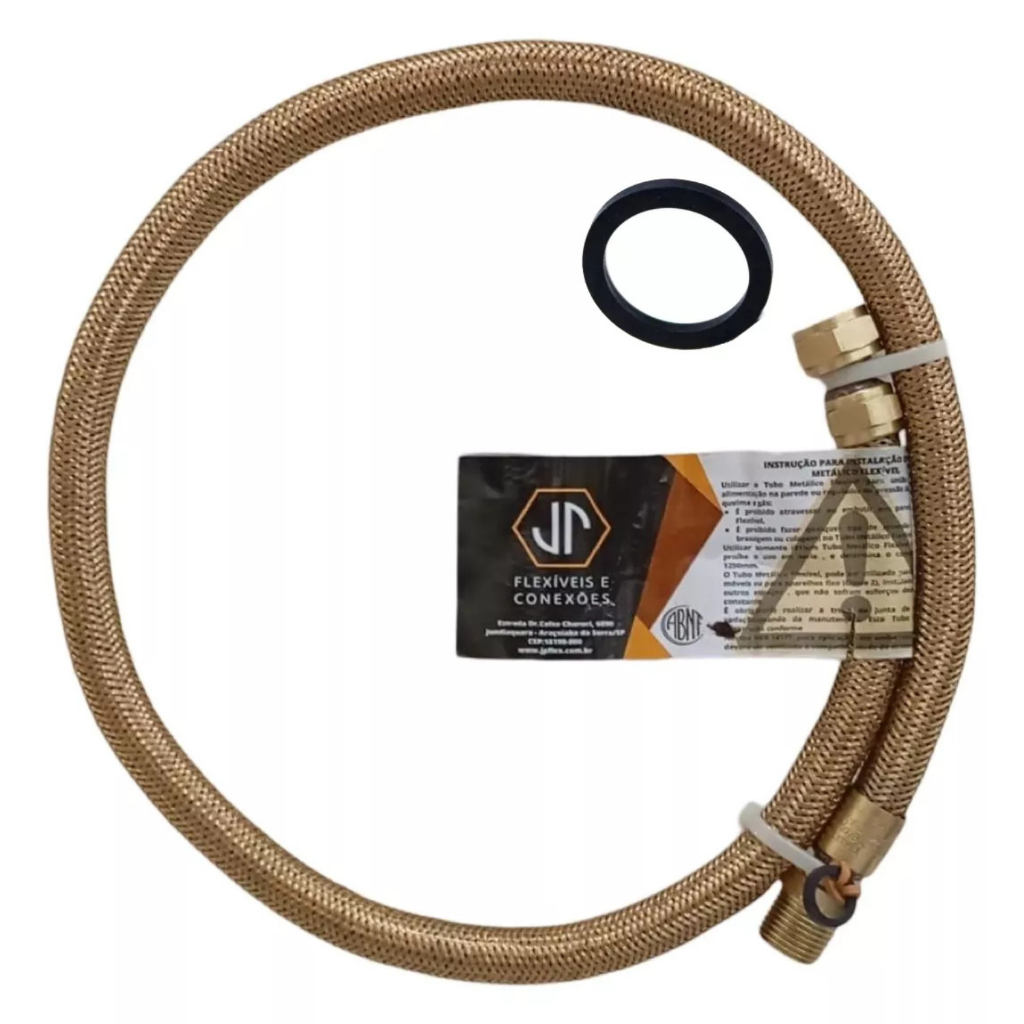 Kit Gás Mangueira Flexível Cooktop 80cm + Adaptador Macho x Fêmea + Adaptador Dako Macho GLP/GN 1/2'