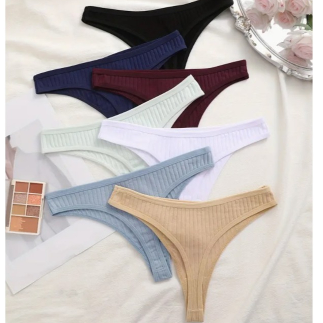 Kit  Calcinhas Algodão Fio Dental Canelado Confortável Moda Íntima Feminina em Oferta na Shopee