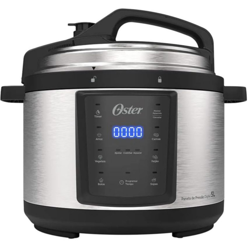 Panela Elétrica de Pressão Oster Digital 5 Litros Inox OPAN920