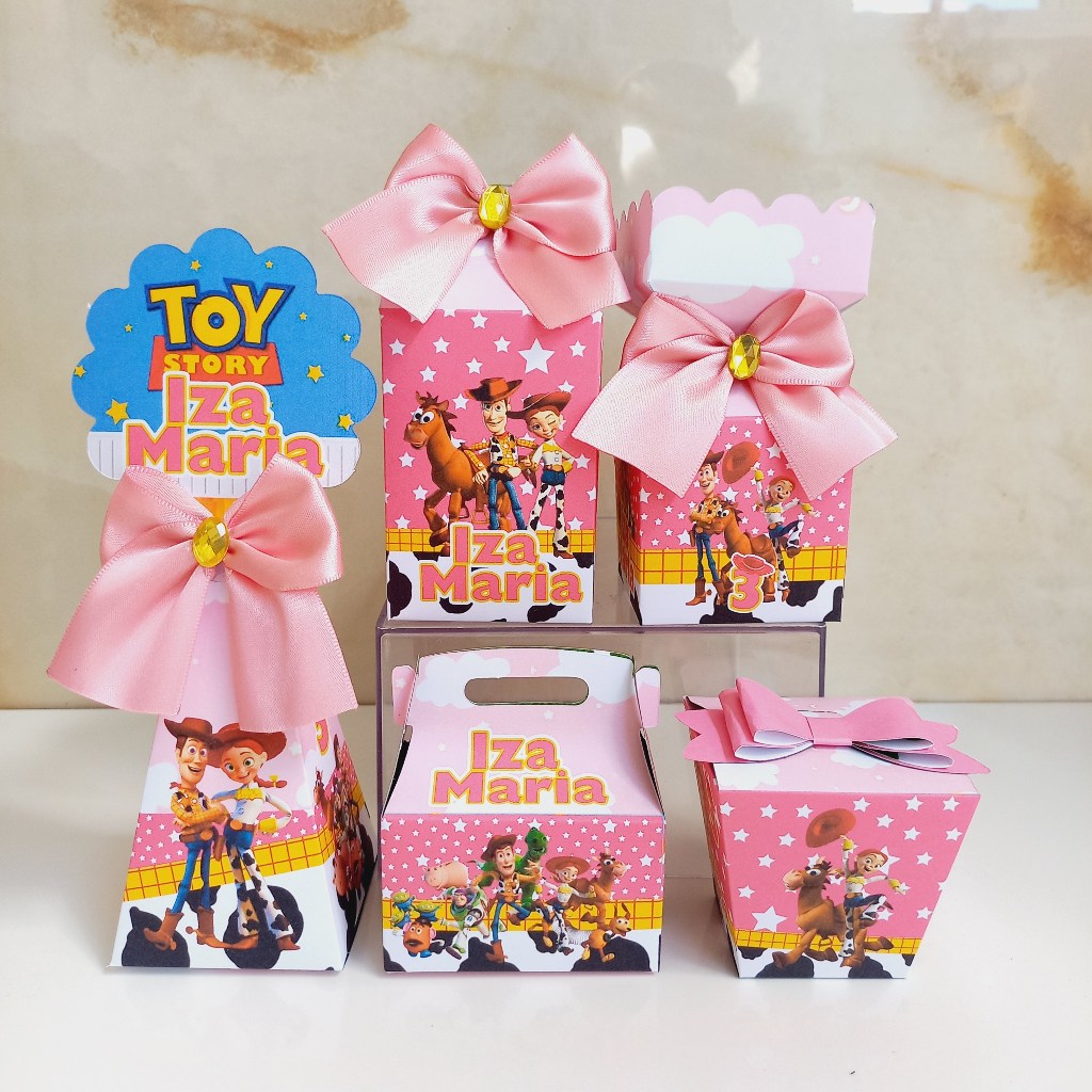 Kit Caixas  Toy Story Rosa Lembrancinhas Desmontadas | Papelaria Personalizada para Festa Infantil