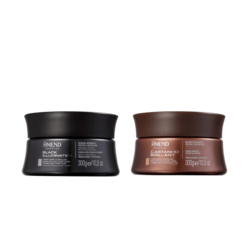 Amend Kit Máscara Realce da Cor Preto 300g + Máscara Realce da Cor Castanho 300g