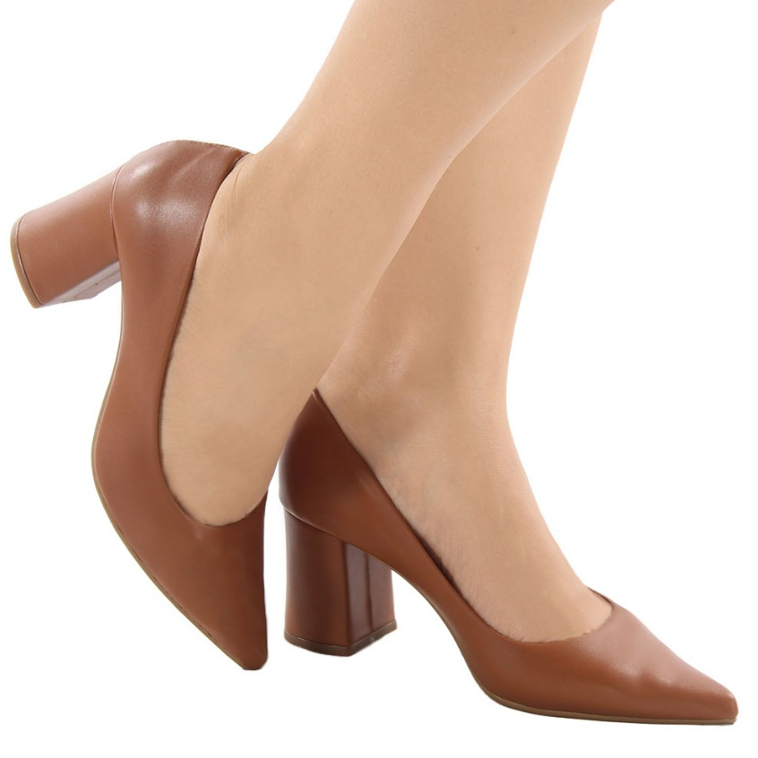Scarpin Feminino Fechado Sapato Casual Bico Fino Salto Alto Bloco 7cm Liso Confortável Elegante em Oferta na Shopee