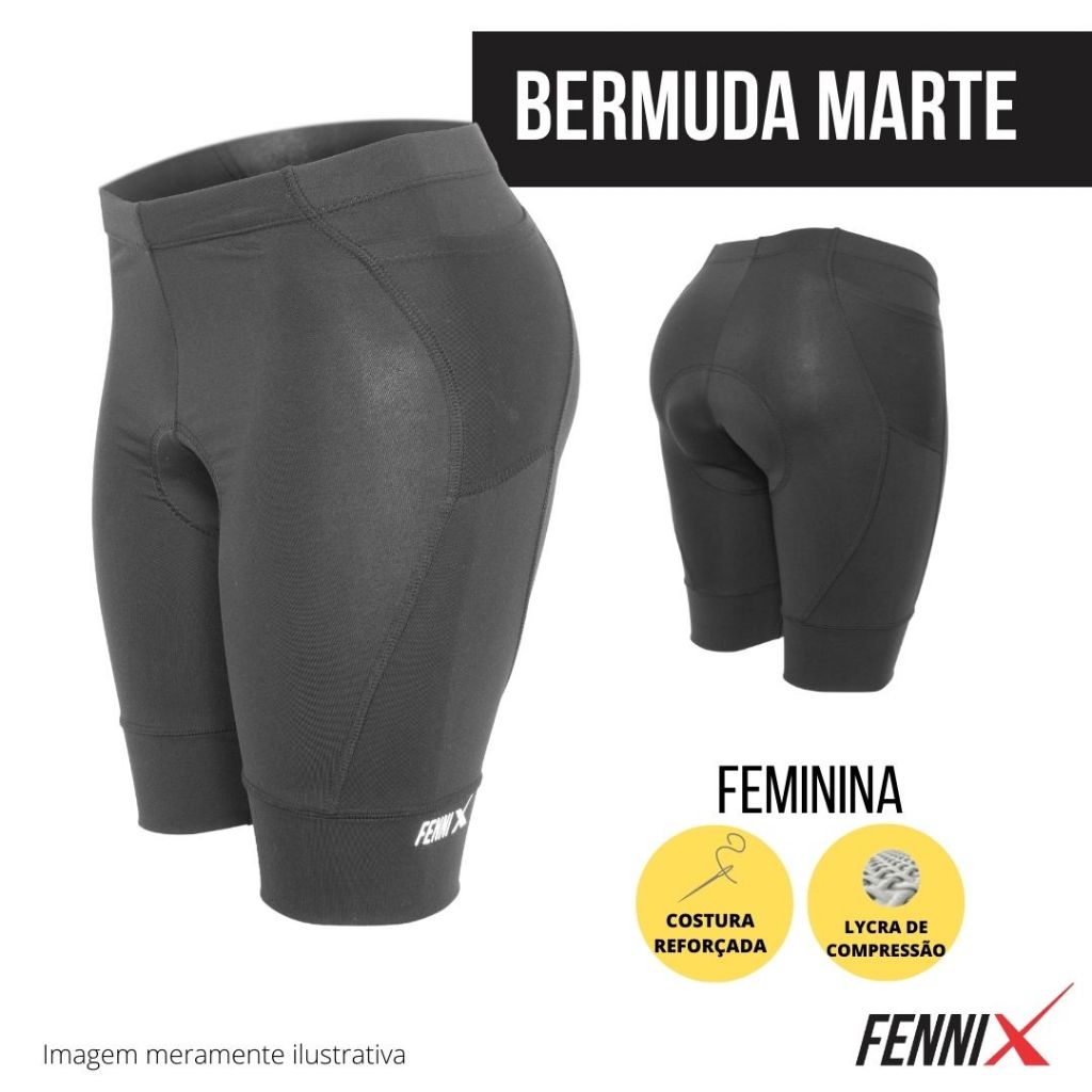 BERMUDA CICLISMO LYCRA DE COMPRESSÃO FEMININA / FORRO DE ESPUMA