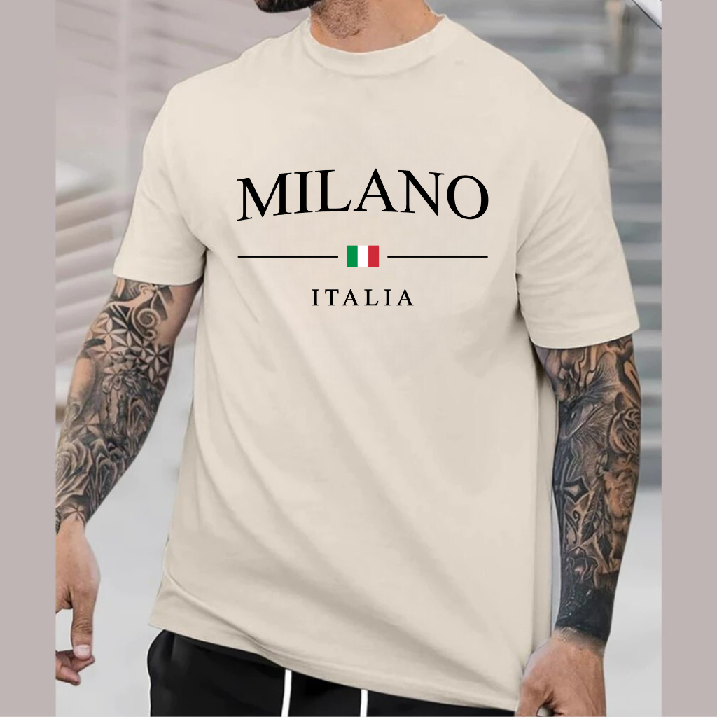 Camiseta Masculina Milano Italia Algodão Premium Lançamento Envio Imediato em Oferta na Shopee