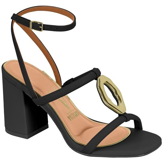 Sandalia Feminina Salto Médio Grosso Quadrado Vizzano Original