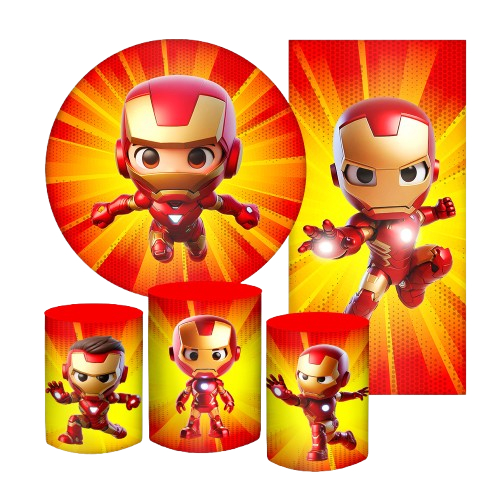 KIT PAINEL DE FESTA HOMEM DE FERRO CUTE BABY EM TECIDO SUBLIMADO