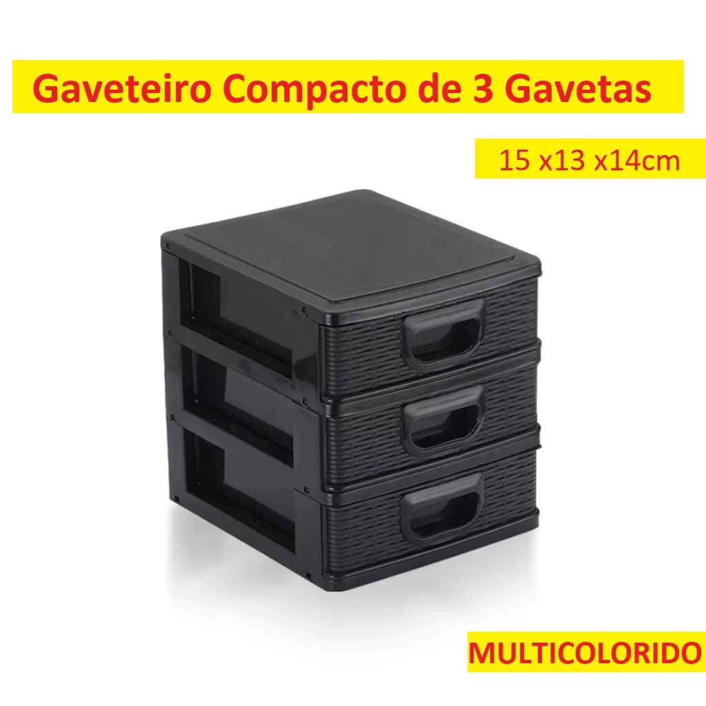 Gaveteiro 15 x13 x14cm Para Casa Mini Porta Tudo 3 Gaveta P DELTA Organizador Multius
