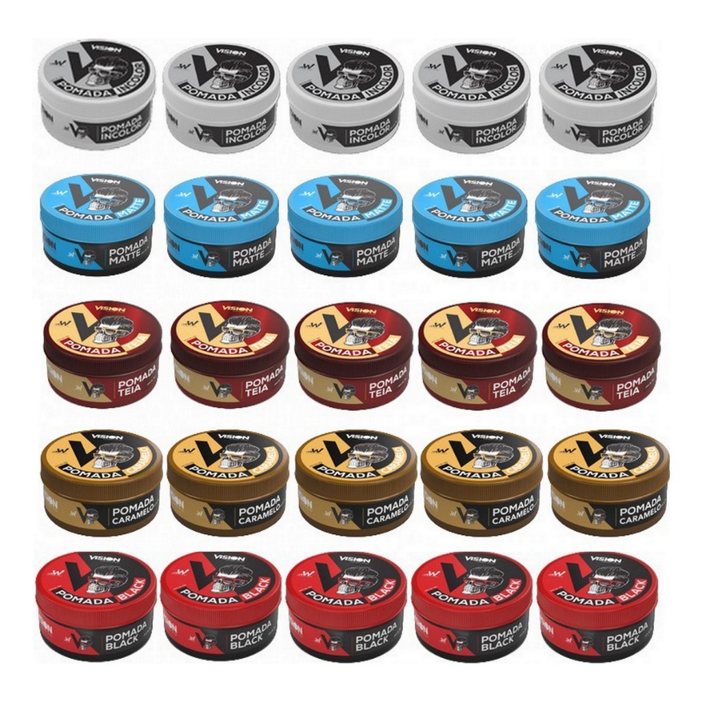 Kit 15 Cera Pomada Modeladora Vision Barber Shop 70g Barba Cabelo Bigode
