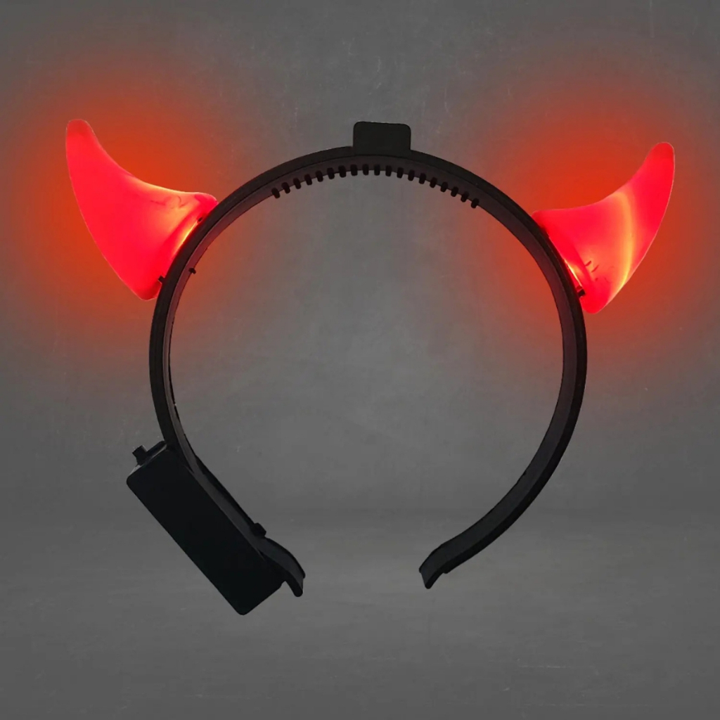 Tiara Com Luz de Led Diabinha Fantasia Carnaval Halloween