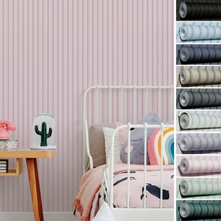 Papel De Parede Ripado 3D Ripas Rosa Bebê Quarto Sala 10m Autocolante Lavável Resistente À Água Fácil Limpeza Vinílico