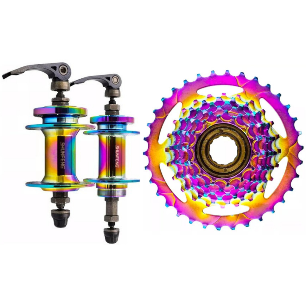 Kit Transmissão Mtb Catraca 7v Mega Ranger + Cubos Camaleão