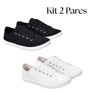 Kit 2 Pares Tênis Feminino Casual Confortável Macio Dia a Dia