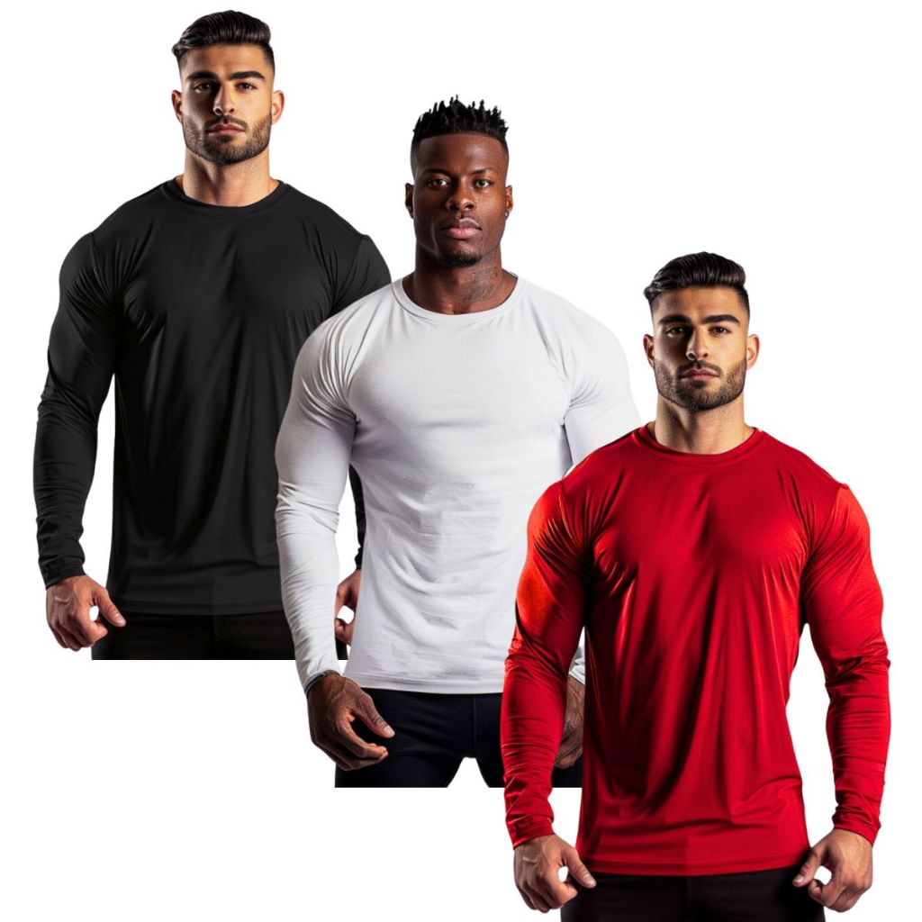 Kit 3 Camisetas Manga Longa Dry Fit Proteção Uv Academia Top Motoboy Treino em Oferta na Shopee