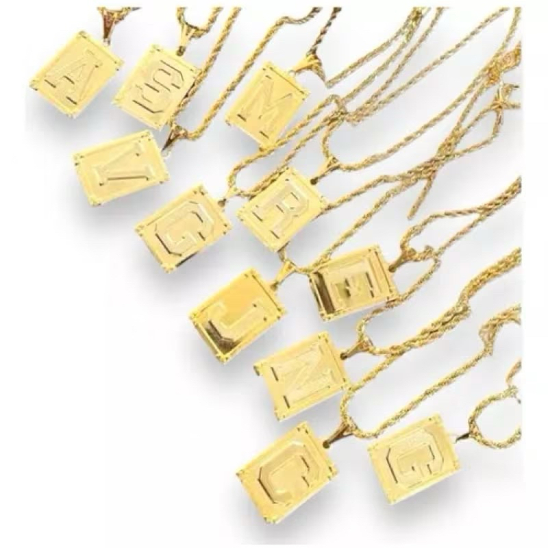 Colar Com Letra Inicial Nome Pingente Folheado a Ouro 18k 48cm Dourado Feminino Corrente Cordão Baiano
