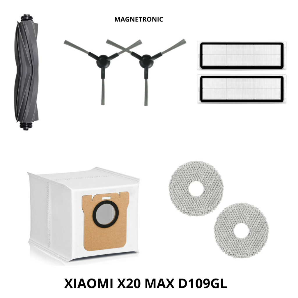 Acessórios de reposição para o Aspirador Robô Xiaomi X20 Max FILTRO, PANO MOP, SACO COLETOR BASE, ESCOVAS, FILTRO HEPA
