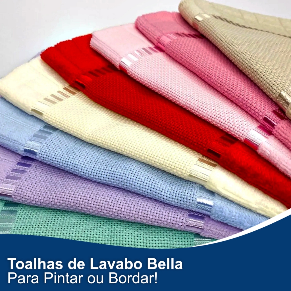 Toalhas Lavabo Social Aveludada Bella Para Bordar Ponto Cruz Dohler Toalhinha P/ Mãos Avulso e Kit