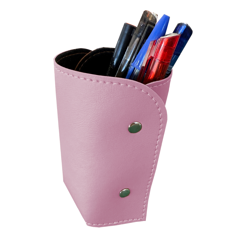 Porta Caneta em Couro Ecológico Rosa Claro