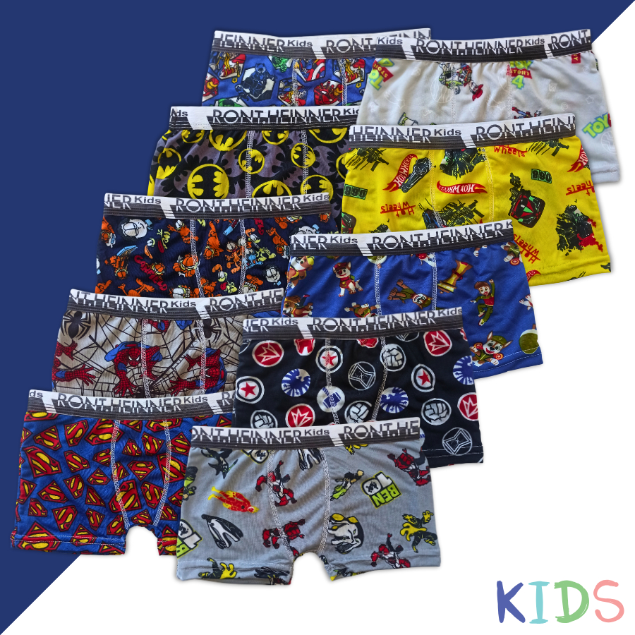 Kit Com 10 Peças Cuecas  Box Infantil Masculina Bebê E Crianças Estampadas E Lisas em Oferta na Shopee