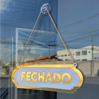 Placa Aberto e Fechado em Acrílico Espelhado Placa de Sinalização Dupla Face em Oferta na Shopee
