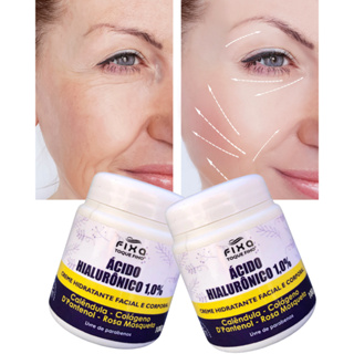 Creme Ácido Hialurônico Anti Rugas Colágeno E Rosa Mosqueta100g Hidratante Facial Reduz Linhas De Expressão em Oferta na Shopee