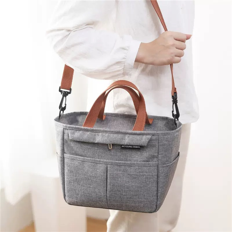 Bolsa Térmica Com Alça Feminina Trabalho Academia Lancheira Vários Bolsos