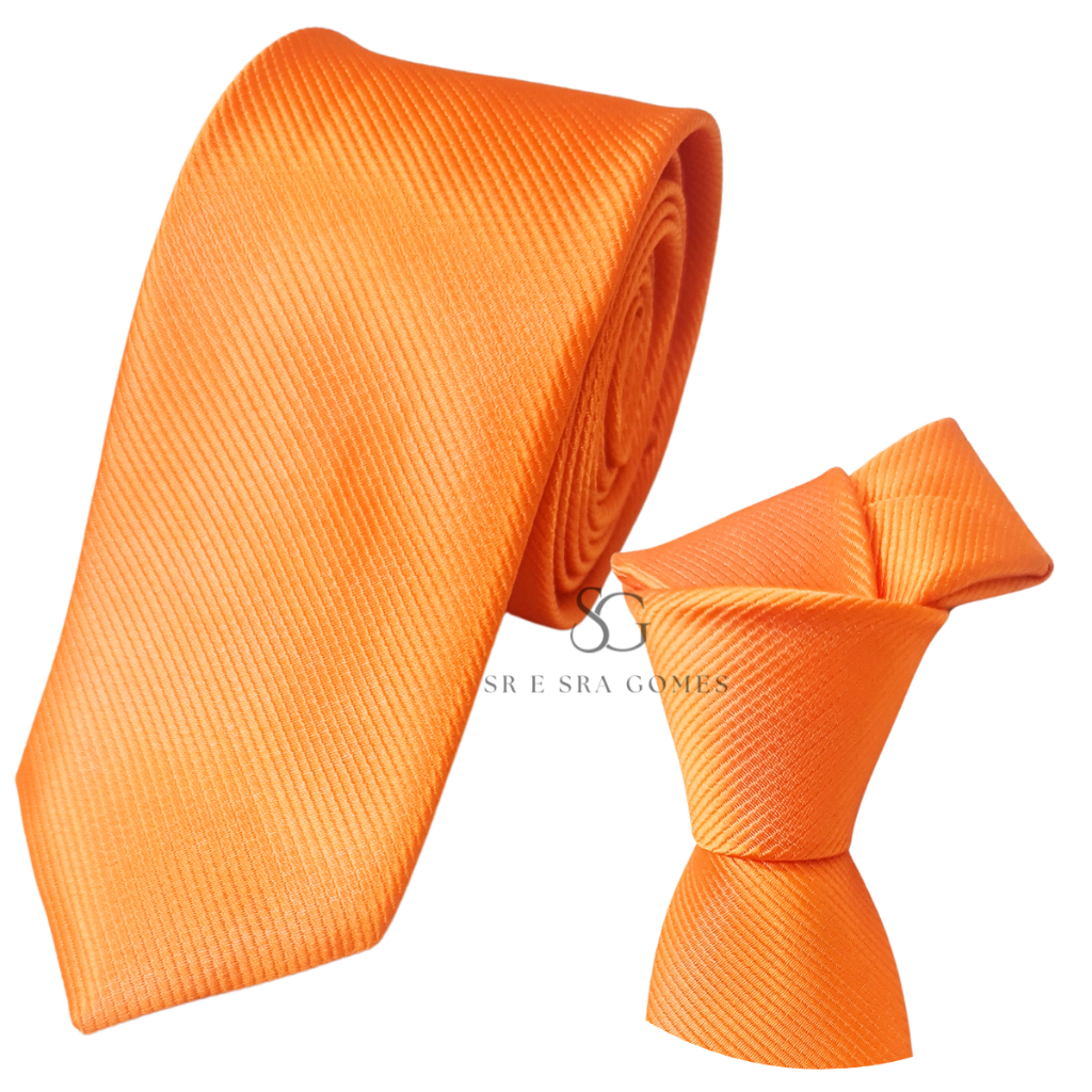 Gravata Laranja Tecido Trabalhado Riscadinho em Oferta na Shopee