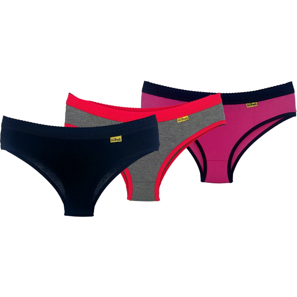 KIT 3 Calcinhas Moda Feminina Vivi Lingerie Fibra Natural em Oferta na Shopee