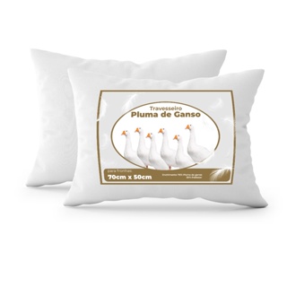 Kit 2 Travesseiros 100% Pluma De Ganso 50x70 cm Padrão 400 Fios Macio Confortável Hipoalergênico em Oferta na Shopee