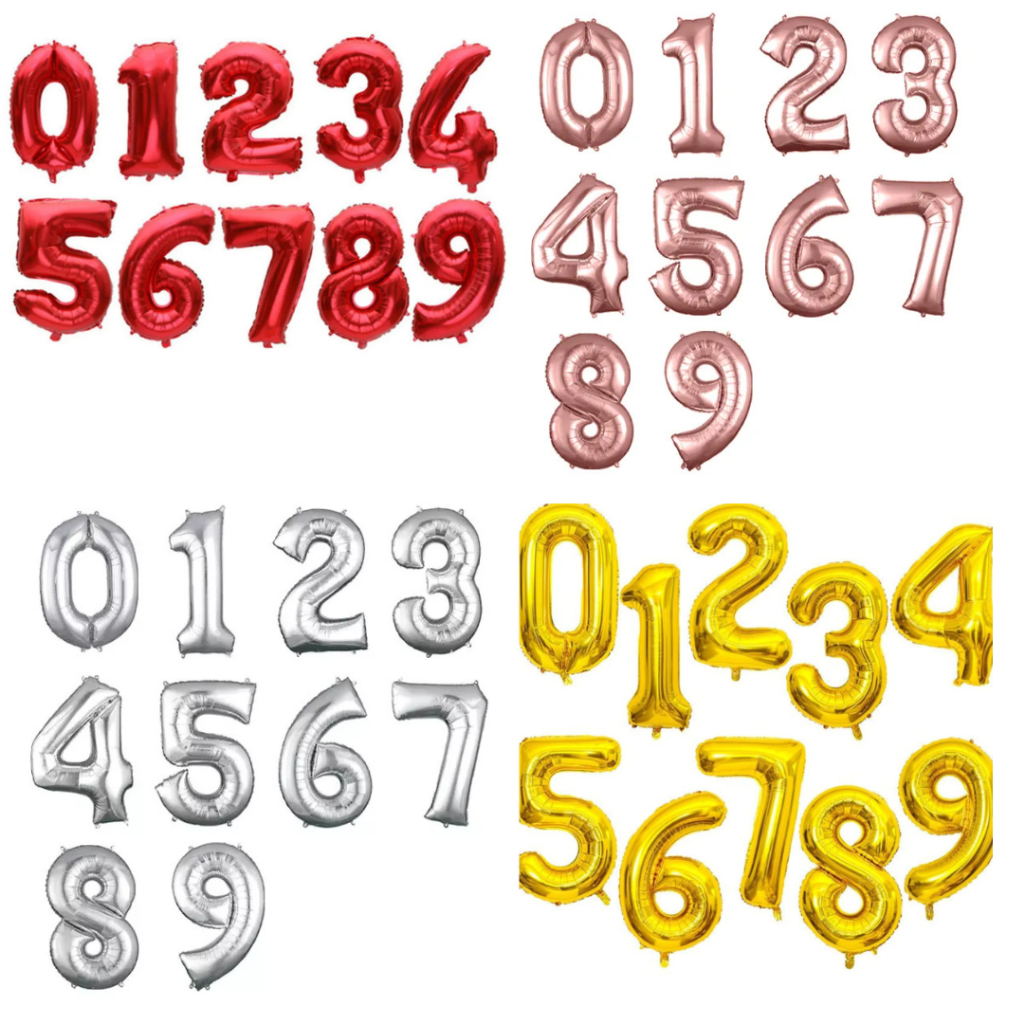 Balão Número Metalizado 75cm - Diversas Cores em Oferta na Shopee