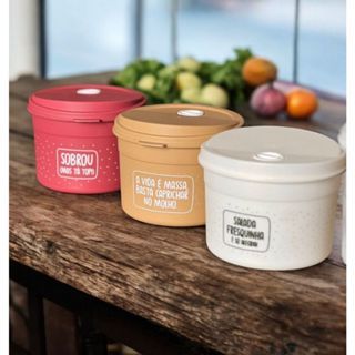 Kit 3 Marmita Potes com Travas Laterais BPA FREE Alimentos organizadores de congelador(sor...