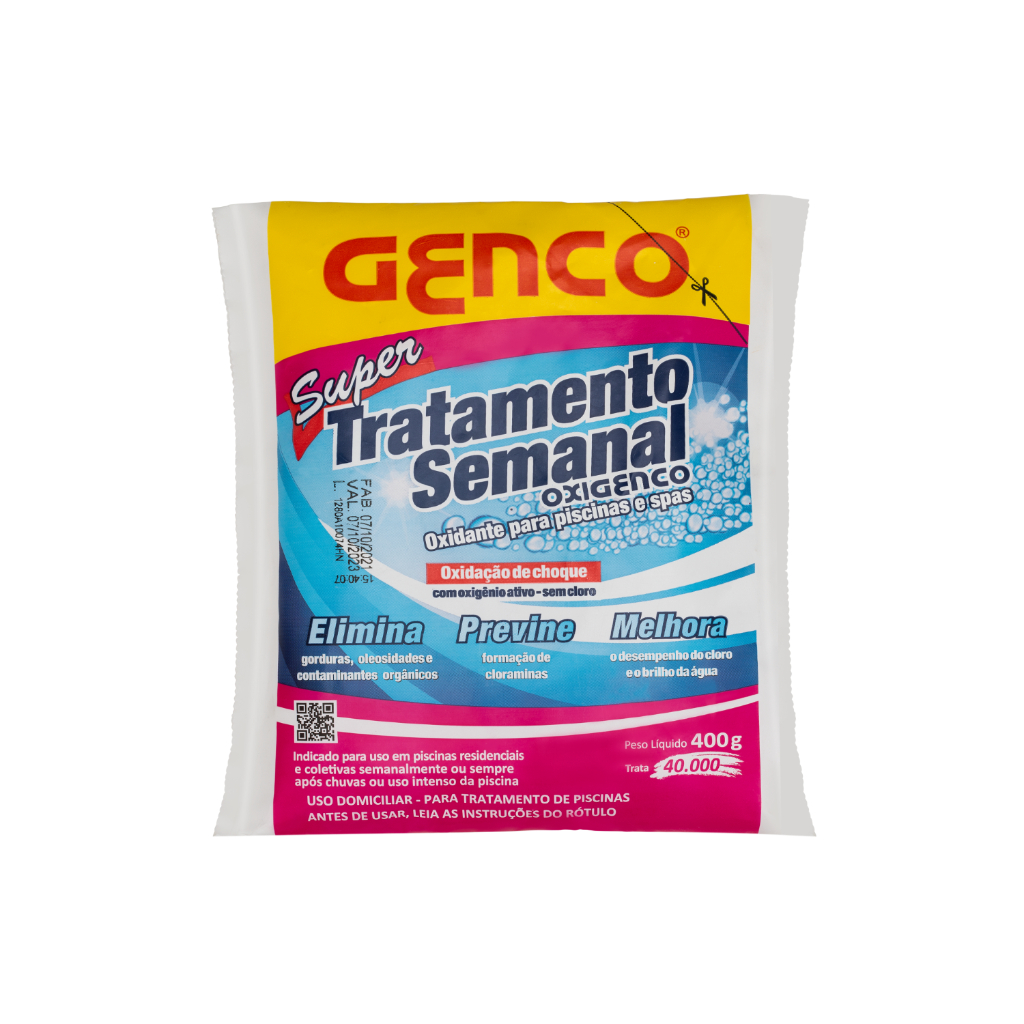 Super Tratamento Semanal Oxidante Para Piscinas GENCO 400g em Oferta na Shopee