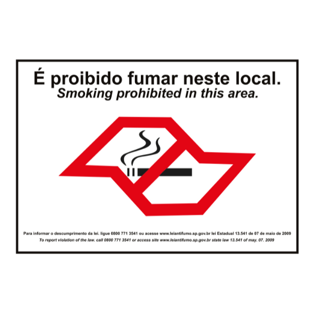 Etiqueta de Pvc Proibido Fumar com Lei 25 x 17 Placa de Sinalização- Proibido Fumar com Lei Placa de Pvc Para Parede