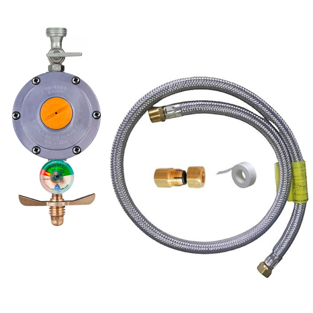 Kit Instalação Gás Encanado Mangueira Regulador Aliança 2kg