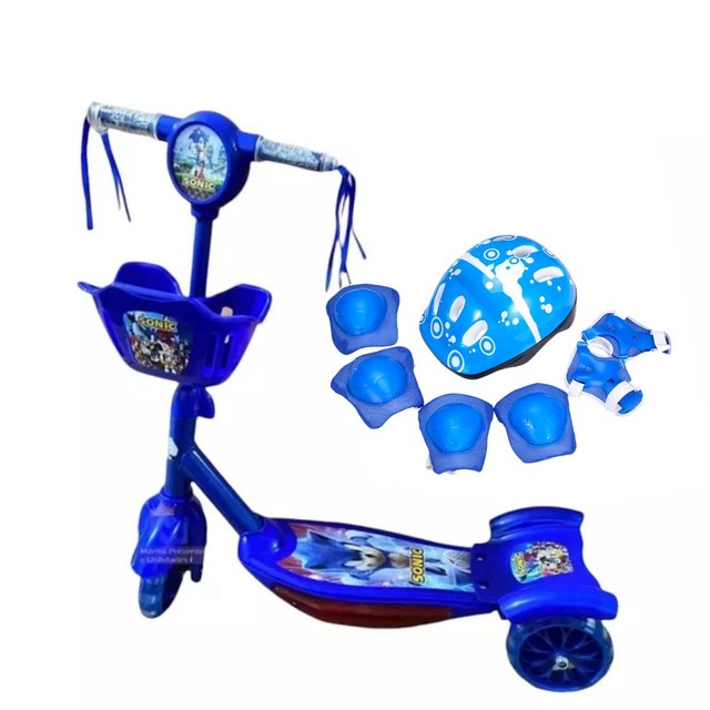 Patinete Infantil 3 Rodas Meninos Homen aranha Musical Cesta Luzes Patinete Promoção