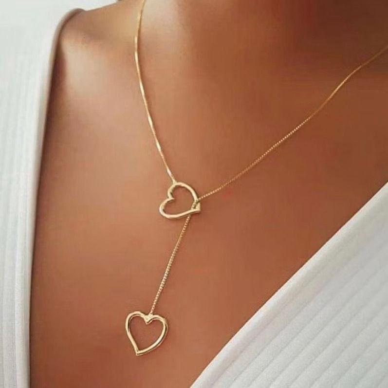 Colar Gravatinha Coração Pendurado Folheado a Ouro 18k em Oferta na Shopee