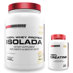 Bodybuilders 100% Whey Protein Isolado 900g + 100% Creatina 300g - Ganho de massa magra/Performance