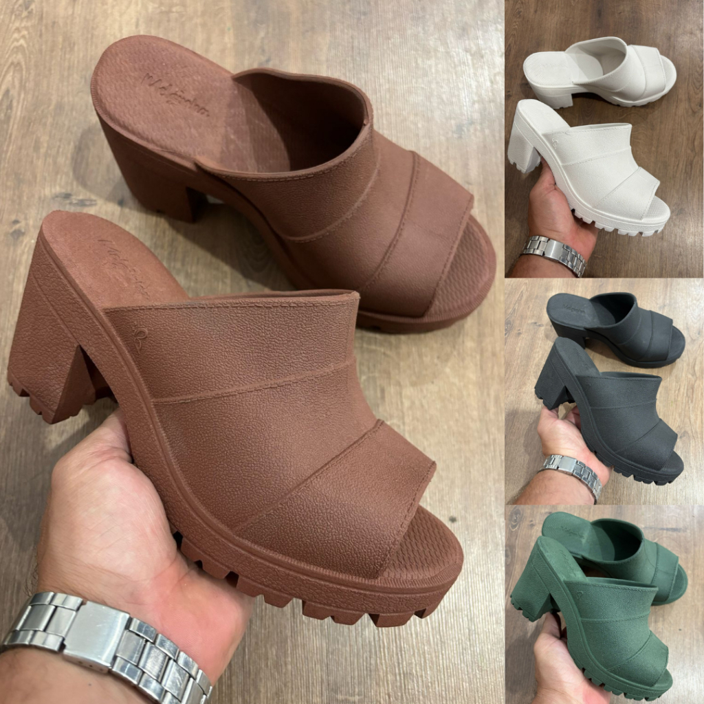 Tamanco Salto Bloco Liso Meia Pata Feminino Confortável Blogueiras em Oferta na Shopee