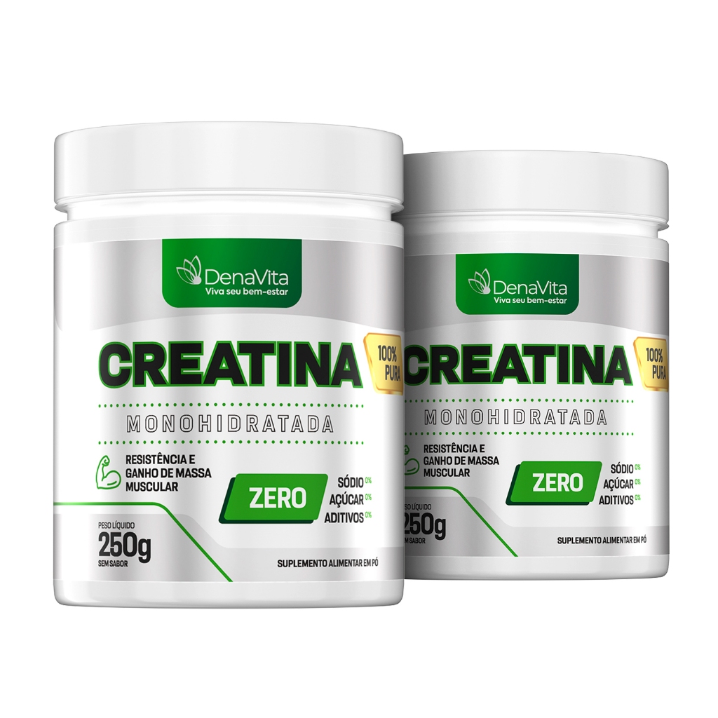 Kit 2x Creatina Monohidratada 100% Pura Micronizada Performance & Vida Fitness - Denavita