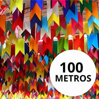 KIT 100 Metros Bandeirinha de SEDA e PLÁSTICO Festa Junina São João