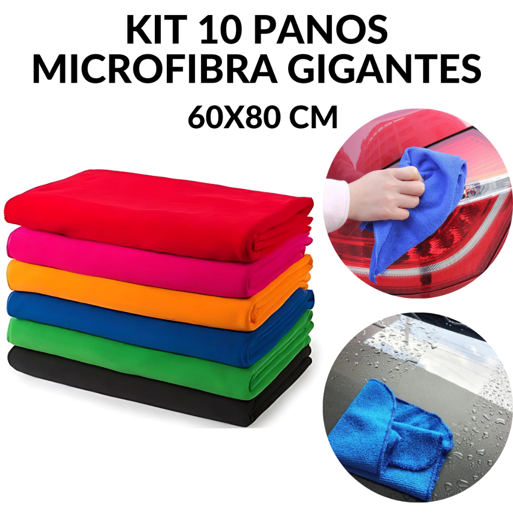 10 Un. Pano De Chao Microfibra Gigante 60x80 Multiuso em Oferta na Shopee