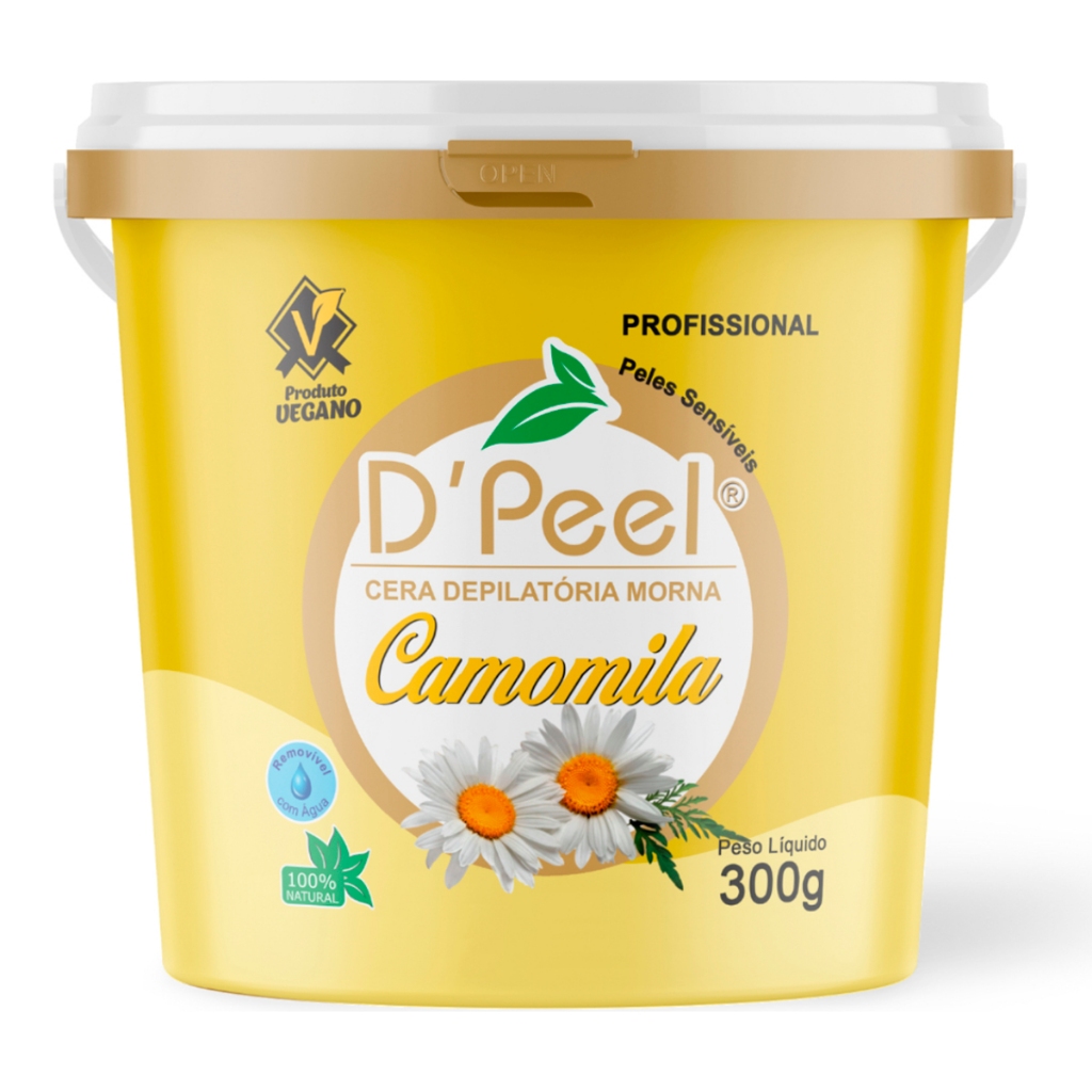 Cera Depilatória Profissional 300g Corporal Facial Micro-ondas Quente Natural Vegano Mel Chocolate Branco Camomila Dpeel