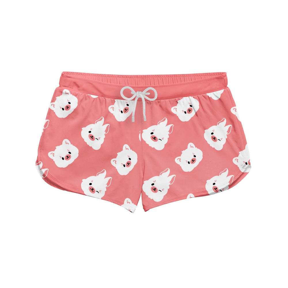 Short Feminino Praia Carnaval Verão Lhama Rosa Alpaca REF 689 Home Custom
