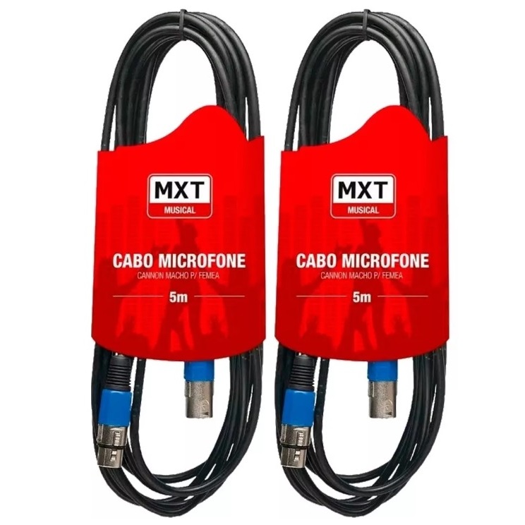 2 Cabos Microfone Xlr Canon Macho E Fêmea Balanceado 5 Metros cada em Oferta na Shopee